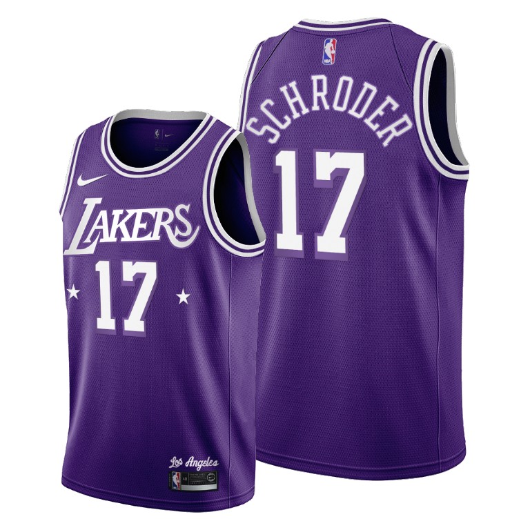 Men's Los Angeles Lakers Dennis Schroder #17 NBA 60s 2021-22 Throwback City Edition Purple Basketball Jersey SMM8283MU